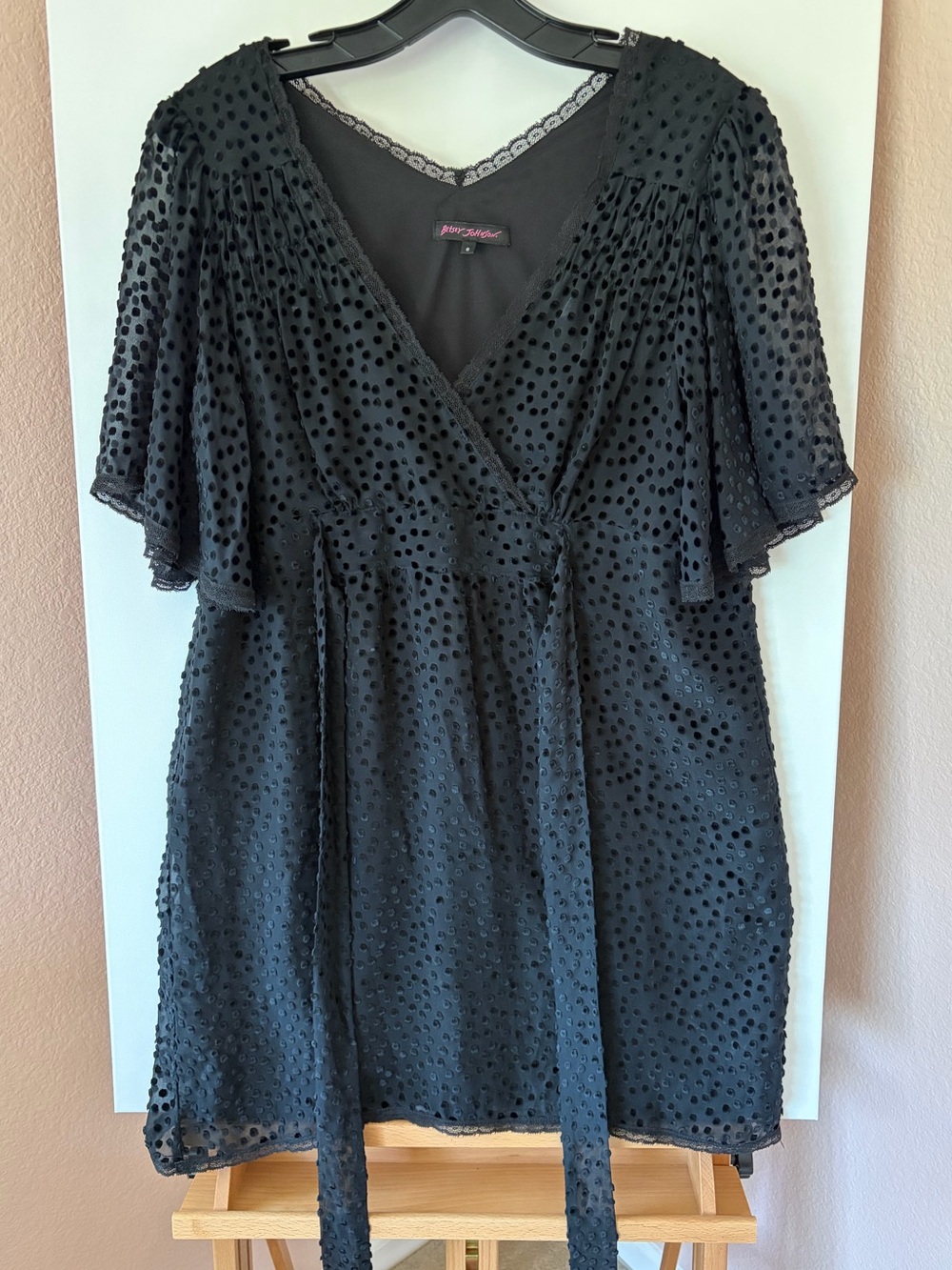 VTG Betsey Johnson Swiss Dot Babydoll Dress 8